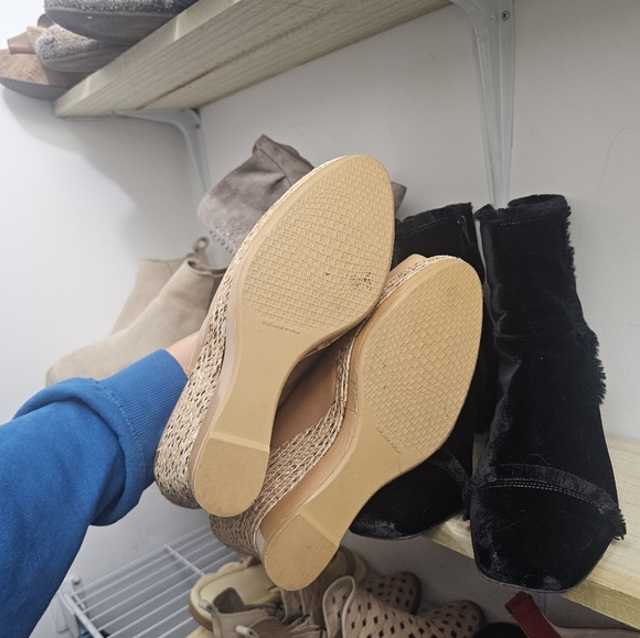 Stuart Weitzman Patent Leather Slingback Woven Wedge Platform Wedges - Picture 16 of 16